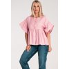 Ružová dámska blúzka z viskózy so širokými rukávmi