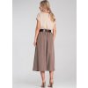 Hnedá dámska skladaná midi sukňa s vysokým pásom