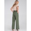 Olivovo zelené dámske široké nohavice s elastickým pásom