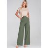 Olivovo zelené dámske široké nohavice s elastickým pásom