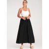 Čierna dámska viskózová sukňa s opaskom s guľatou sponou