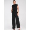 Čierny dámsky elegantný overal so zapínaním na chrbte
