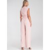 Ružový dámsky elegantný overal so zapínaním na chrbte