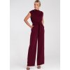 Vínový dámsky elegantný overal so zapínaním na chrbte