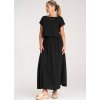 Čierna dámska viskózová súprava voľnej blúzky a sukne s elastickým pásom