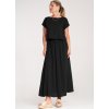 Čierna dámska viskózová súprava voľnej blúzky a sukne s elastickým pásom