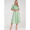 Svetlozelené košeľové midi šaty s kamienkovými ozdobami