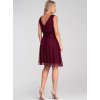 Vínové tylové mini šaty bez rukávov