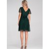 Tmavozelené tylové šaty s krátkym rukávom