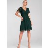 Tmavozelené tylové šaty s krátkym rukávom
