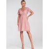 Ružové tylové šaty s krátkym rukávom