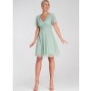 Mintové tylové šaty s krátkym rukávom