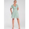 Mintové tylové šaty s krátkym rukávom