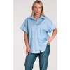 Svetlomodrá dámska oversize košeľa s krátkym rukávom