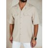 Béžová pánska viskózová košeľa s krátkym rukávom