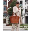 MARCO MAZZINI Camel dámska priestranná kožená shopper kabelka