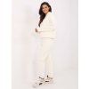 Smotanová dámska pletená súprava mikiny a nohavíc s ozdobnými zipsami