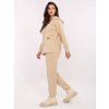 Béžová dámska pletená súprava mikiny a nohavíc