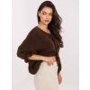 Hnedý dámsky oversize sveter s 3/4 rukávmi
