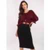 Vínový dámsky oversize sveter s 3/4 rukávmi