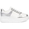 Bielo-strieborné dámske sneakersy s lesklými detailmi