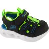 Čierne detské svietiace sandále s plnou špičkou Skechers S-Lights: Sola Glow Sandal - Hyper-Coast