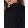 Čierny dámsky rebrovaný sveter s krátkymi rukávmi a rolákom GIRLGLORY