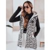 Biela dámska asymetrická prešívaná vesta s leopardím vzorom ELMERA