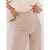 Svetlobéžové dámske elegantné nohavice s vysokým pásom