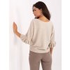 Svetlobéžový dámsky viskózový sveter s volánmi na rukávoch