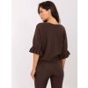 Hnedý dámsky viskózový sveter s volánmi na rukávoch