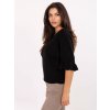 Čierny dámsky viskózový sveter s volánmi na rukávoch