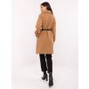 Camel dámsky kabát s vreckami a pásikom