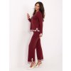 Vínový dámsky pletený set s kontrastným lemovaním