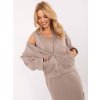 Béžová dámska viskózová dvojdielna súprava s ozdobnými manžetami