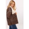 Hnedá dámska prechodná bunda bez zapínania