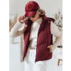 Vínová dámska prešívaná vesta LIKEHUGS s kapucňou