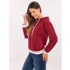 Vínová dámska bavlnená mikina s výšivkou