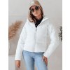 Biela dámska krátka prešívaná bunda s kapucňou GLAMVO