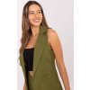 Elegantná dámska olivová vesta s golierom