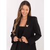 Čierne dámske sako s brošňou a imitáciou vreciek
