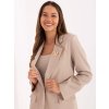 Béžové dámske sako s brošňou a imitáciou vreciek