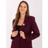 Vínové dámske sako s brošňou a imitáciou vreciek
