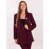 Vínové dámske sako s brošňou a imitáciou vreciek