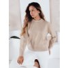 Béžový dámsky sveter s kontrastným lemom DARMILA