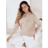 Béžový dámsky sveter s kontrastným lemom DARMILA