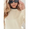 Smotanový dámsky sveter s kontrastným lemom DARMILA