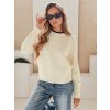 Smotanový dámsky sveter s kontrastným lemom DARMILA