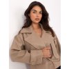 Béžový dámsky dvojradový koženkový trenčkot