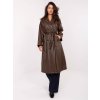 Tmavohnedý dámsky prechodný kabát z eko kože